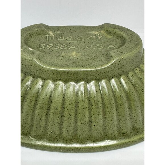 Vintage Haeger Pottery USA 3938-A Green Oval Ribbed Planter Bowl 8"x3" MCM USA - Picture 5 of 8